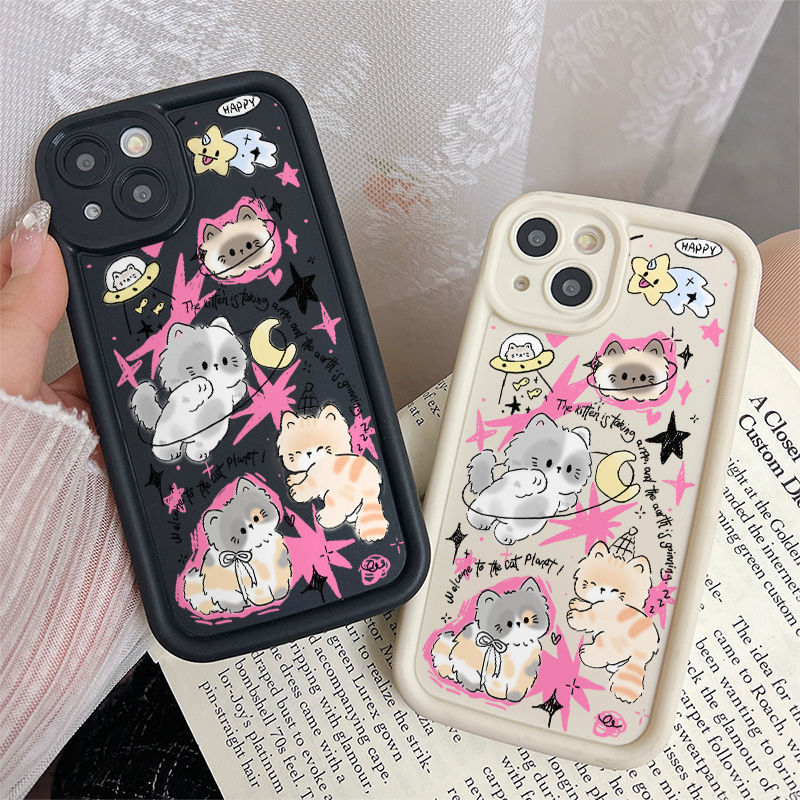 Ốp Lưng Cho OPPO A6 A5X A3 A95 A74 A60 A58 A57 A54 A53 A52 A38 A18 A17 A16 A15 F11 F9 Pro Reno 14 13 12 11 10 7Z 8Z 6Z Chống Rơi Thiên Thần Thiết Kế Mắt Họa Tiết Mèo Dễ Thương JGS352