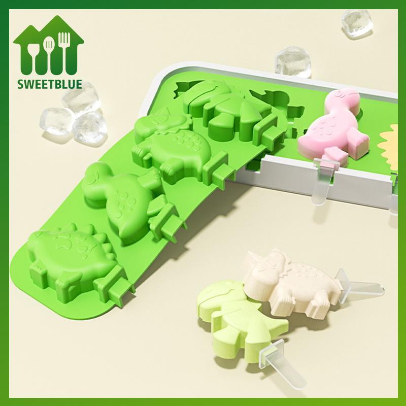 SWEET Khuôn Làm Kem Silicon Có Nắp Và Sti DIY Popsicle Khuôn Hình Khủng Long Bánh Ngọt Khuôn Nhà Bếp Dụng Cụ Làm Kem n
