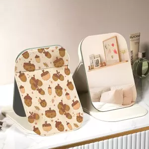 Bánh quy đáy nâu Gương trang điểm gấp gọn khung nhựa dày dặn chống trầy