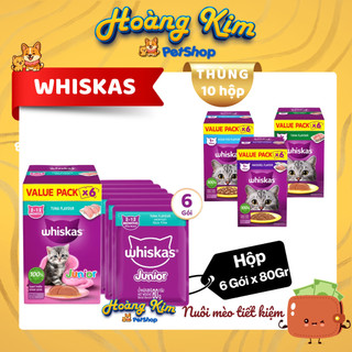 [Thùng 10 Hộp] Pate Cho Mèo Whiskas 80g - Combo 60 Gói Siêu Tiết Kiệm