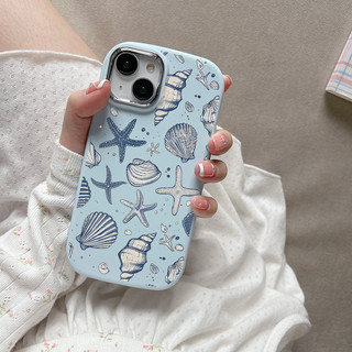 Biển màu xanh vỏ sò, áp dụng cho iPhone 17, 16, 15, 14, 13, 12, 11 Pro Max XXS XR chống rơi vỏ điện thoại