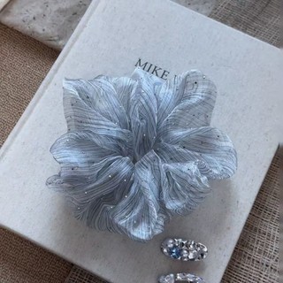 Hululu - Dây buộc tóc nữ cao cấp phong cách Hàn Quốc, đá kim cương và organza xếp ly, đa dụng cho đuôi ngựa hoặc mũ đội đầu