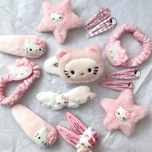 Set kẹp tóc 15 chi tiết Hello Kitty màu hồng siêu xinh, dễ thương cho bạn nữ. C87 SHOP