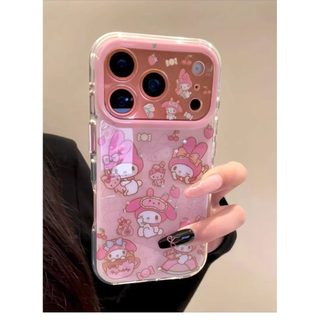 Bảo Vệ Toàn Diện Ống Kính Hoạt Hình Dễ Thương Màu Hồng Giai Điệu Hai Lớp imd Ốp Lưng Điện Thoại iPhone 17Promax 17Pro 15 16 Promax Vỏ Chống Sốc Ngọt Ngào Nữ Tính