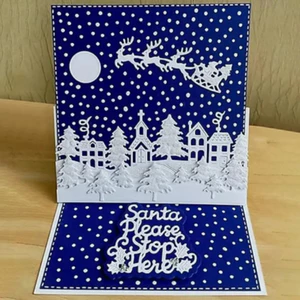 Chủ Đề Giáng Sinh Tuần lộc Sleigh House Rừng Kim Loại Thép Carbon Cắt Khuôn Thêu Sò Dập Nổi Khắc Bản Mẫu DIY Album Ảnh Thiệp Chúc Mừng Cắt Chết Giấy Thủ Công Dụng Cụ