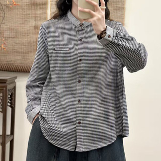 Sẵn sàng - Áo sơ mi nữ màu đỏ cotton với lớp lót bên trong, phù hợp mùa xuân 2026