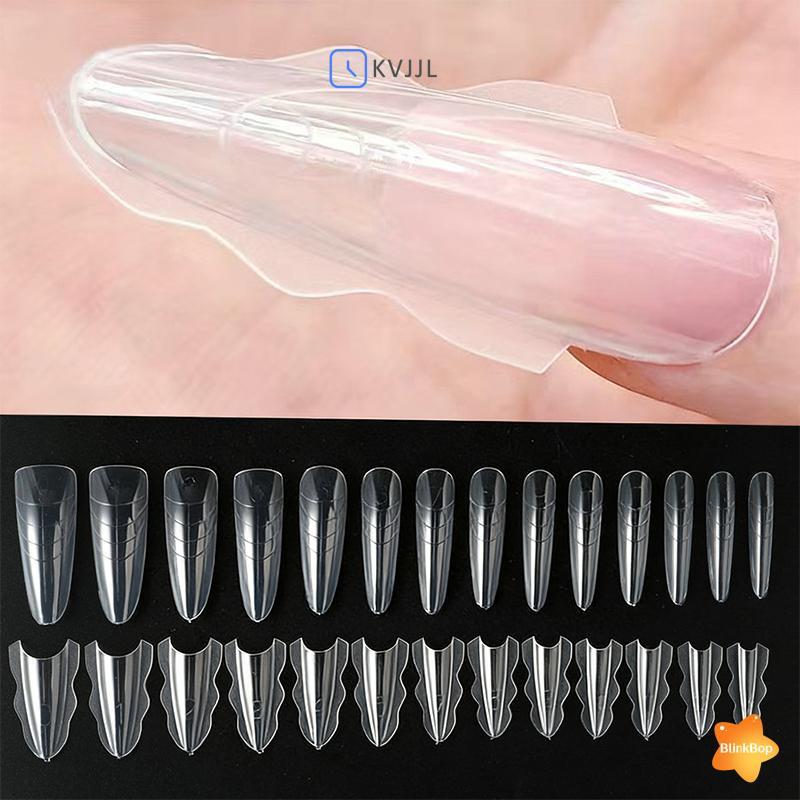 [KvJJL-t] 60 Chiếc Sandwich Dual Nail Form Quan Tài Hạnh Nhân Móng Tay Mẫu 15 Kích Thước Có Thể Tái Sử Dụng Trên Đáy Hình Thức Móng Tay Nghệ Thuật Nối Dài Top Khuôn Đáy Khuôn Mới