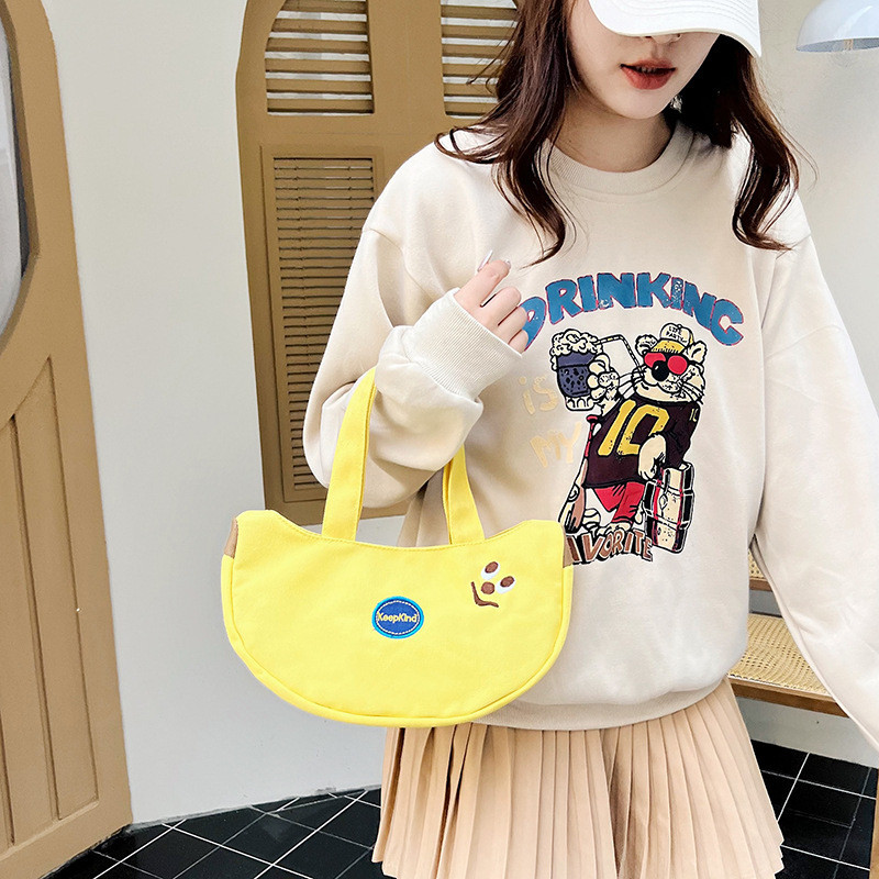 Túi đeo chéo hình quả chuối màu vàng Túi xách vải Kawaii cho du lịch đi biển mùa hè