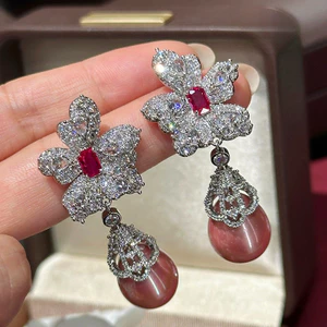 Bông tai sang trọng hoa Zircon tinh tế