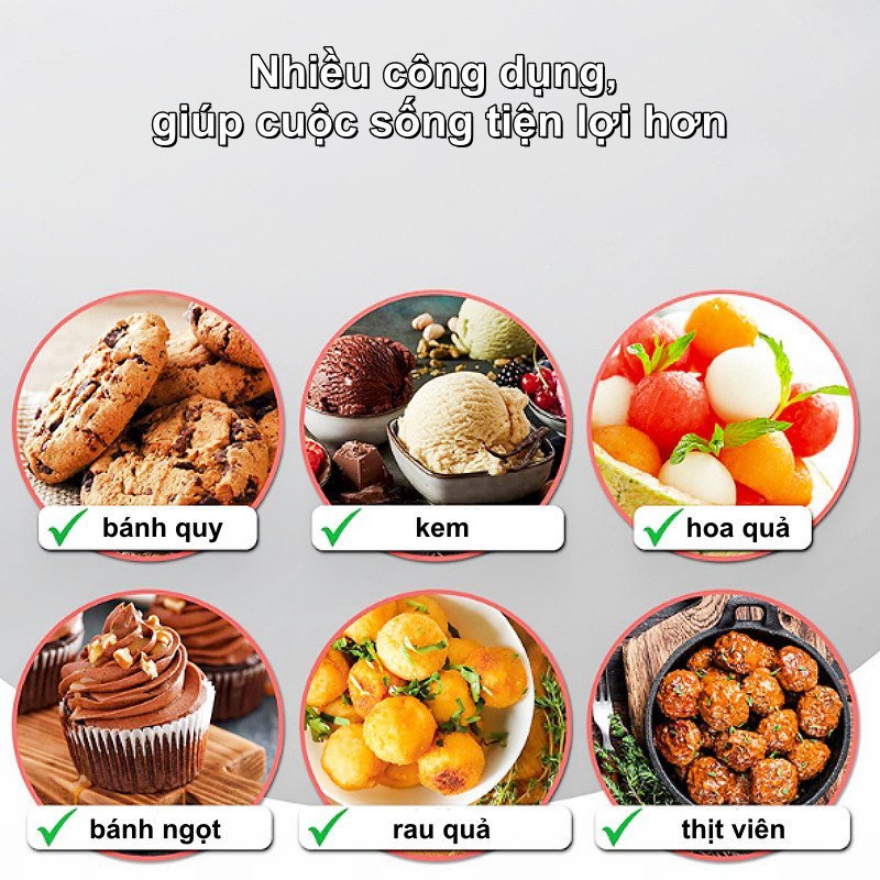 muỗng múc kem thép không gỉ 304 tay cầm silicon chống trơn tự động nhả dùng đa năng múc trái cây