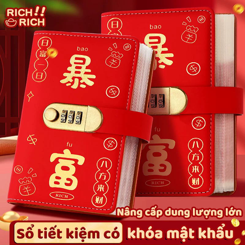 Sổ tiết kiệm đựng tiền cao cấp - Sổ tay da PU sang trọng theo dõi chi tiêu hiệu quả với mẫu mã đẹp và kế hoạch 100 ngày
