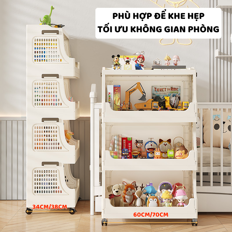 Kệ Đựng Đồ Chơi Gấp Gọn ENODA HOME, Tủ Kệ Đựng Đa Năng Cho Bé Chịu Lực Tốt Có Bánh Xe Di Chuyển Dễ Dàng TUN052