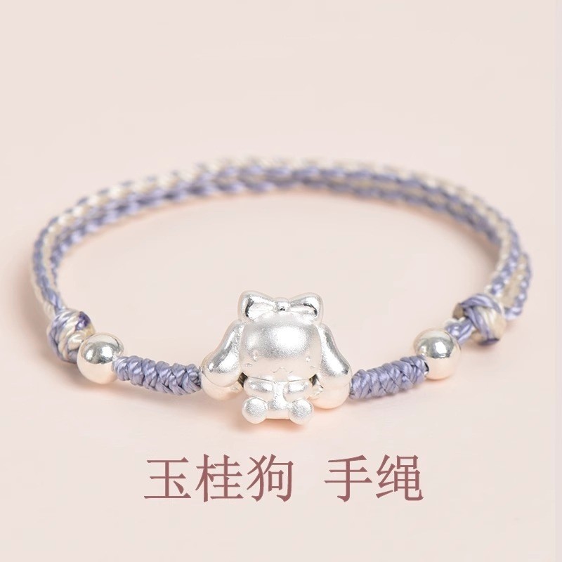 Vòng tay chó quế dễ thương 999 bạc nguyên chất