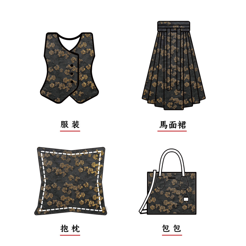 Đầm Retro Thanh Lịch Chất Liệu Jacquard Sườn Xám Họa Tiết Hoa Hồng Màu Vàng Đen Nổi Bật