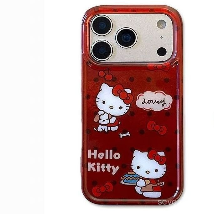 Ốp Điện Thoại Thích Hợp Cho iPhone 7 8 X XS XR XSMAX 11 12 13 14 15 16 17 Pro max Plus Air Dễ Thương Polka Dot kitty Cat Chain Vỏ Bảo Vệ Chống Sốc Bao Gồm Tất Cả QIZL