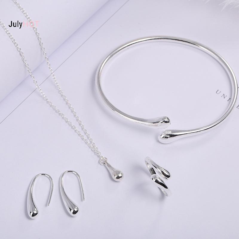 4 Bộ Trang Sức Giọt Nước Phù Hợp Cho Tiệc Cưới - Combo Nhẫn, Vòng Tay và Bông Tai Dành cho Nữ
