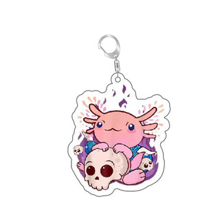 Adorable Axolotl Acrylic Keychain Kawaii Cartoon Animal Image Pendant For Bags Car Keys Decors Hanging Supplies Gifts