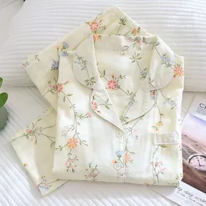 Bộ Đồ Ngủ Cao Cấp Cotton Nữ Xuân Thu Dài Tay Hàn Quốc Homewear Plus Kích Thước Phù Hợp Với Quần Áo Confinement