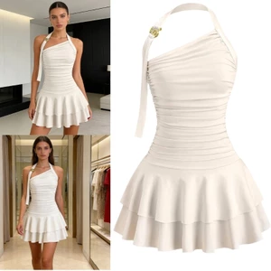 Treeling Halter Neck Bodycon Midi Dress với nhiều lớp chi tiết cho chuyến đi chơi và ngày mùa hè