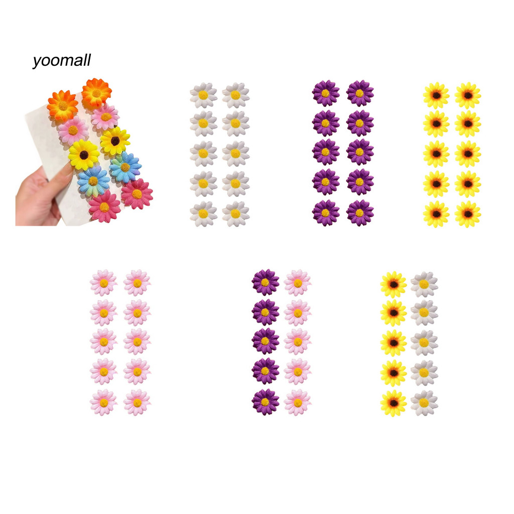 Kẹp Tóc Mini Hoa Hướng Dương - Bộ 10 Chiếc, Phụ Kiện Tóc Dễ Thương Cho Bé Gái Đi Biển và Cưới Phù Dâu