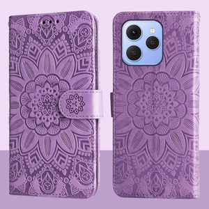 Ví da từ tính Flip Case cho Tecno Spark 40 4G KM5 Vỏ điện thoại hoa hướng dương dập nổi