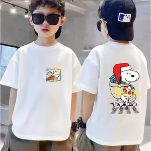 Áo Tròn Cổ, Dễ Thoải, Mùa Hè, Thanh Toán Nhận Hàng, Dễ Phối, In Chó Con, 100% Cotton, Trai Bé