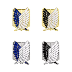 Tấn Công Titan Anime Ngoại Vi Huy Hiệu Đen Trắng Điều Tra Quân Đoàn Logo Cánh Tự Do Hợp Kim Thổ Cẩm Quà Tặng Sinh Nhật