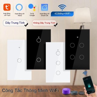 Công Tắc Đèn Thông Minh Tuya WiFi RF433 - Tương Thích Alexa Google Home Gắn Tường Chuẩn Mỹ