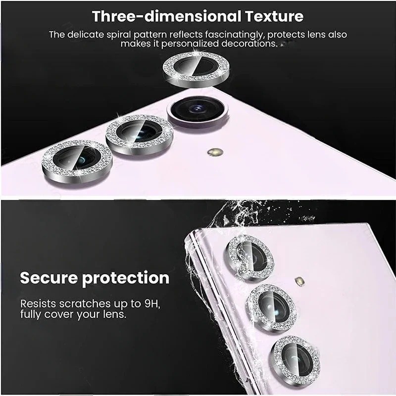 Ốp bảo vệ camera dành cho Samsung Galaxy A37/A57, vòng kim loại lấp lánh, kính bảo vệ ống kính
