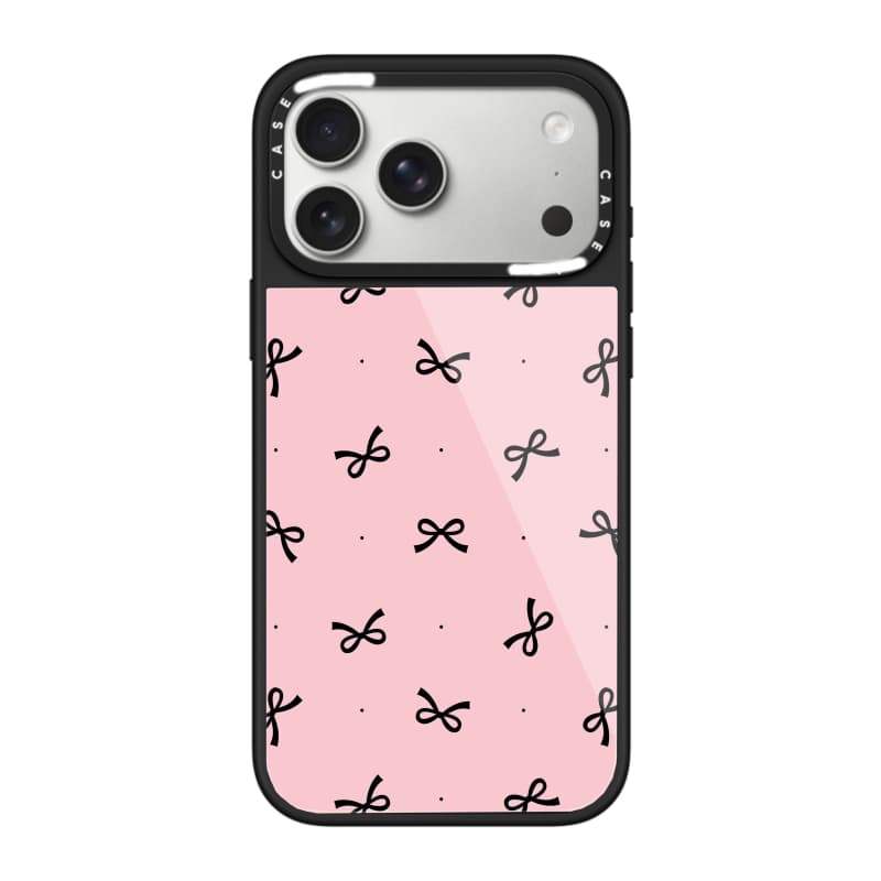 CASECASE X The Bow - Ốp điện thoại màu hồng Vỏ kính hút từ tính chống trầy xước cho IPhone 17 Air 16 15 14 Pro Max Plus Ốp lưng cứng có hộp khắc Logo
