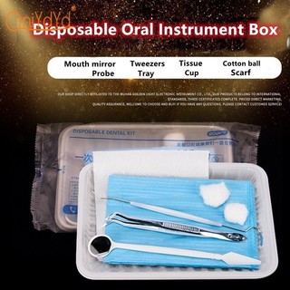 8 Cái / bộ Bộ Chăm Sóc Nha Khoa Dùng Một Lần Bao Gồm Nhíp Nha Khoa Khay Gương Nha Khoa Thăm Dò Yếm Bóng Cotton