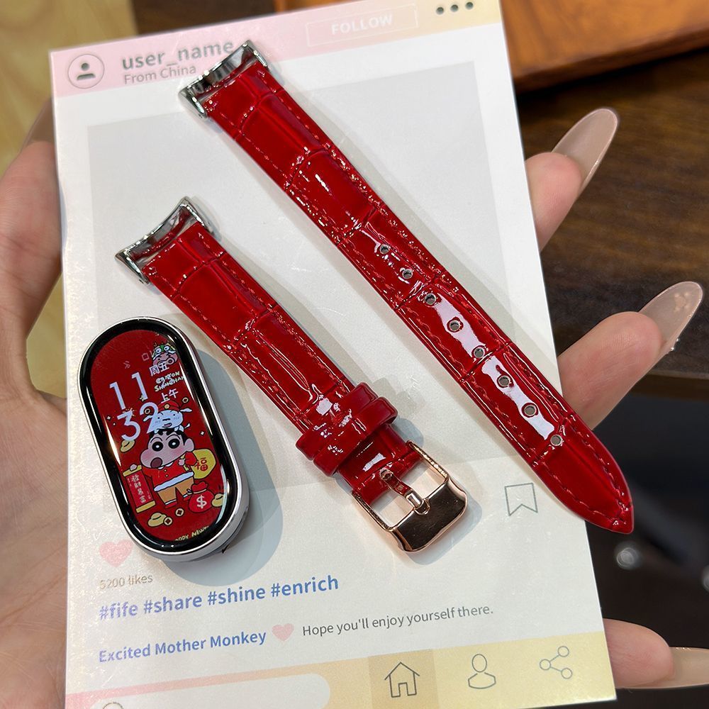 Dây đeo bằng da tre mỏng thời trang cho Xiaomi Mi Band 10 9 8 7 6 5 4 3 Nfc Dây đeo đồng hồ cho vòng đeo tay Miband 9pro