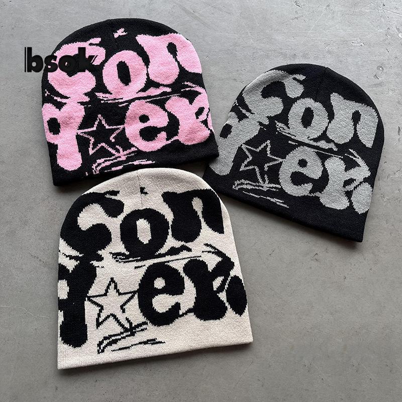 Beanie len acrylic dệt kim vintage Y2K màu bò, giữ ấm tốt cho mùa đông, phù hợp thời trang hàng ngày