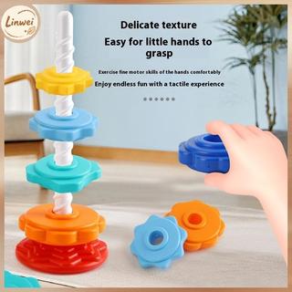 [Linwei] 1 Bộ Montessori Xoay Cầu Vồng Tháp Bé Staing Đồ Chơi Trẻ Em Phát Triển Kỹ Năng Vận Động Trò Chơi Quay Staing Đồ Chơi Quà Tặng Giáo Dục Không