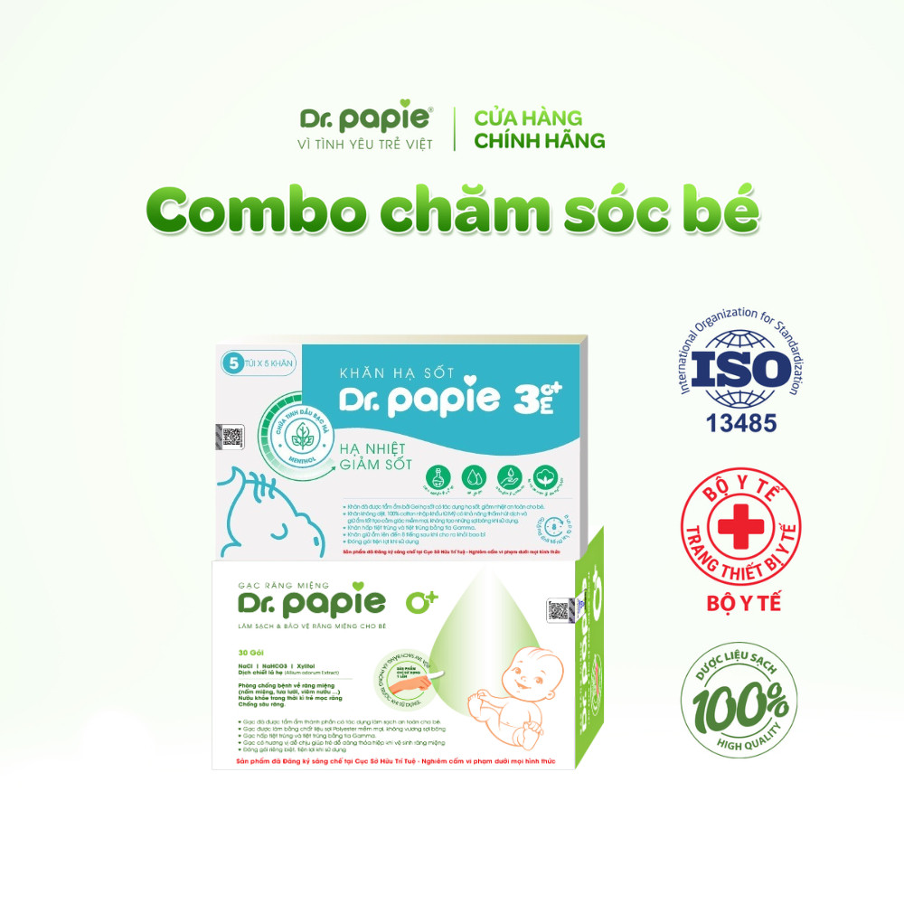 Combo Giảm Ốm Sốt Ngừa Co Giật, Vệ Sinh Khoang Miệng Toàn Diện Cho Bé Từ 3 Tháng Tuổi