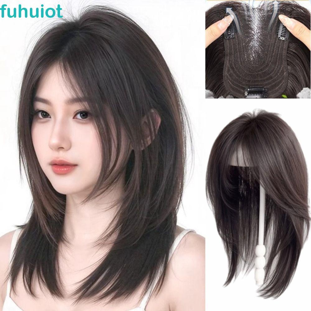 FUHUIOT Tóc Lớp Thẳng Dài - Tổng Hợp Trong Đầu, Thay Thế Khối Lông Tơ Tự Nhiên