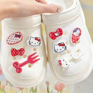 Set Charm Hello Kitty Nơ Đỏ Chấm Bi Siêu Xinh – Charm Gắn Dép Ngộ Nghĩnh Dễ Thương- Dĩa mèo kitty