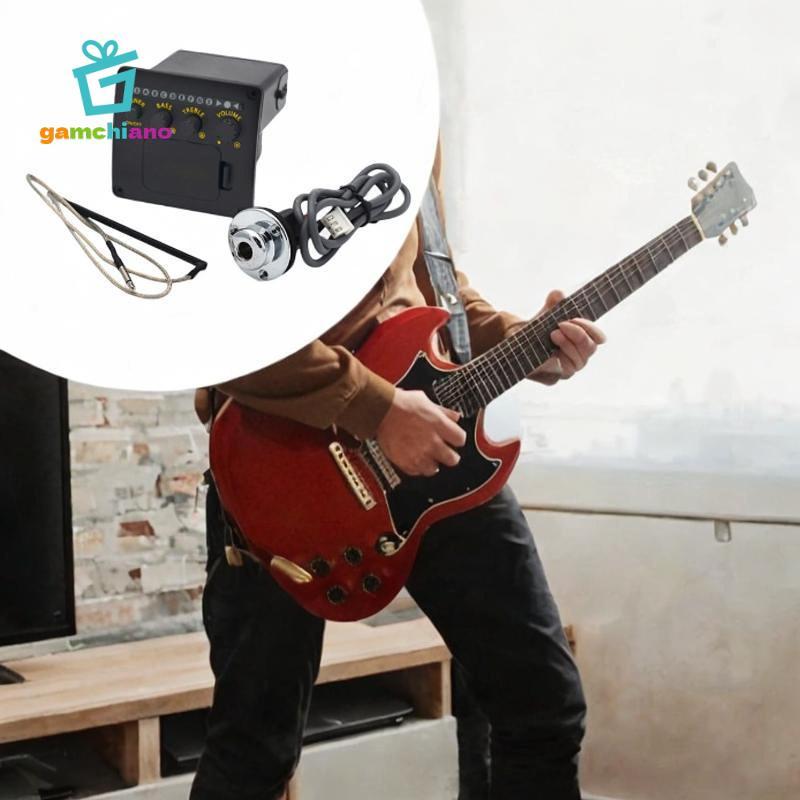 Acoustic Guitar Double Source Pickup 2 Band Equalizer Tuner Hệ Thống Cho Đàn Guitar Dân Gian Tăng Cường Âm Thanh