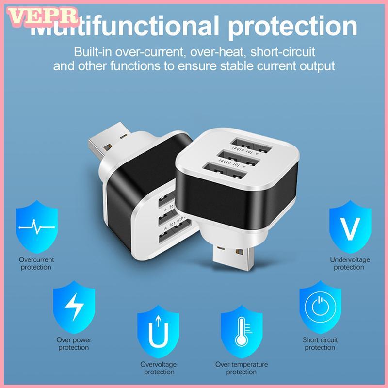 Bộ mở rộng sạc USB ô tô hương 2.0 Bộ chia USB mở rộng 3 cổng có đèn báo cắm và chạy 3 trong 1 cho trung tâm điện thoại thông minh vn