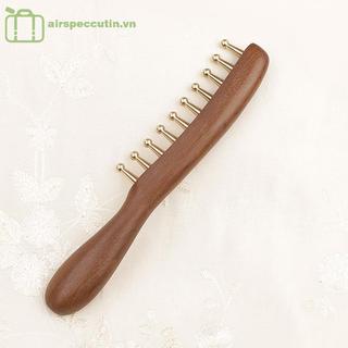 Airpeccutin 10 Tầng Đồng & Gỗ Máy Mát Xa Lược Cho Đầu Kinh Tuyến Trị Liệu Và Thư Giãn Gỗ Đàn Hương Vàng Cạo Guasha Tay Cầm Dài EN