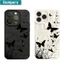 Ibumpers Ốp Điện Thoại Bướm Đen Thanh Lịch Họa Tiết Cỏ Silicon Mềm Cao Cấp Chống Sốc Cho iPhone 11 12 13 14 15 16 17 Pro Max IP 7 8 Plus Iphon X XS XR Xs max