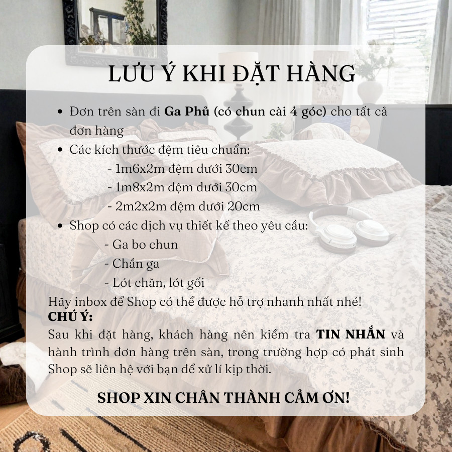 (SCB81) Set vỏ chăn ga chần 4 món chất liệu đũi Memminbedding Luxury viền bèo siêu xinh, siêu mềm