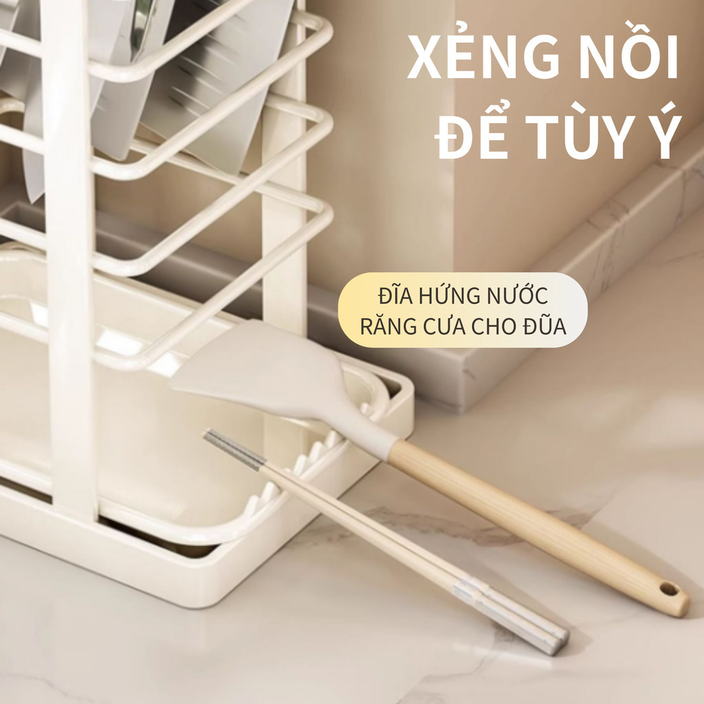 Kệ cắm dao kéo inox kệ để dao kéo có khay hứng nước không gian thoáng mát không han rỉ dao