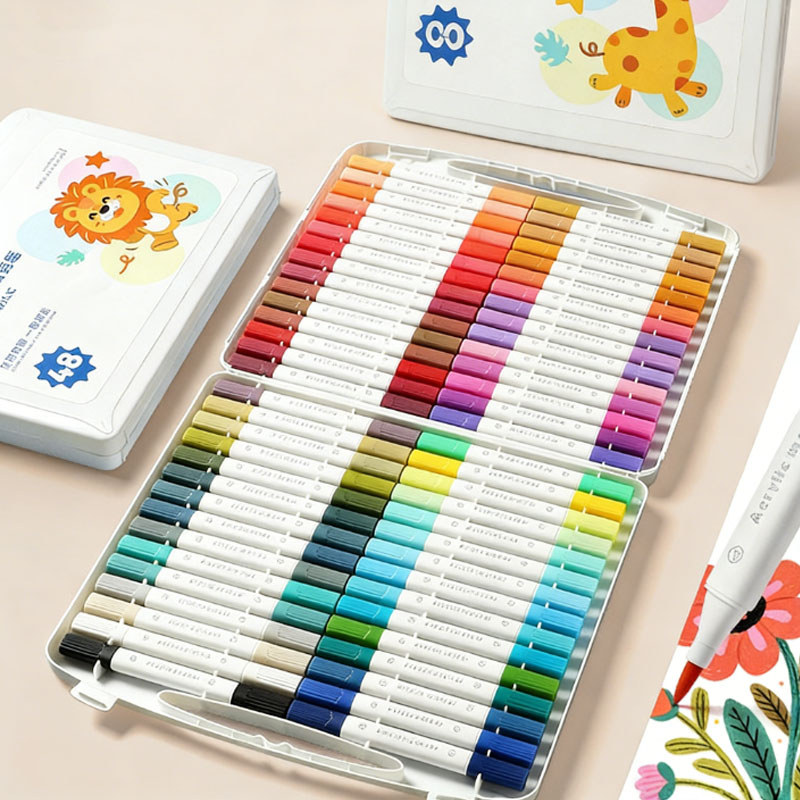 Bút đánh Dấu Acrylic Hai đầu,Mực Xả đều Và Mịn,không Bị Chảy Máu,36/48/60Màu,Sản Phẩm Dành Cho Trẻ Em