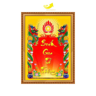 Tranh Bài Vị Ông Táo tráng gương đóng khung