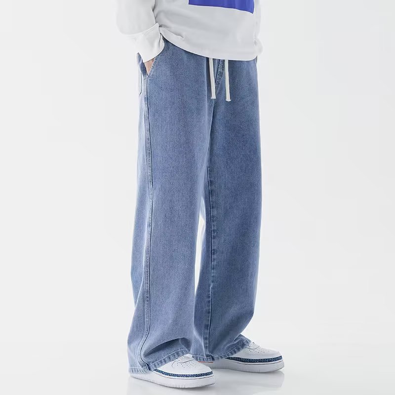Quần jean nam cạp cao thẳng cỡ lớn Quần Cotton co giãn