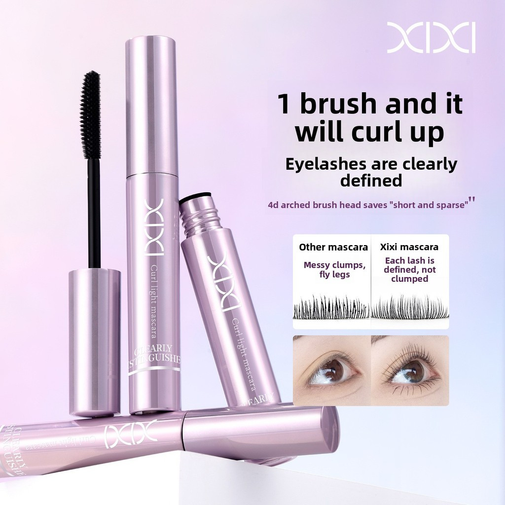 Xixi Chuốt Mi Đầu Cọ Cong Làm Dày Dài Mi Tách Sợi Không Bết Giữ Cong Chống Lem Chống Nước Đậm D809