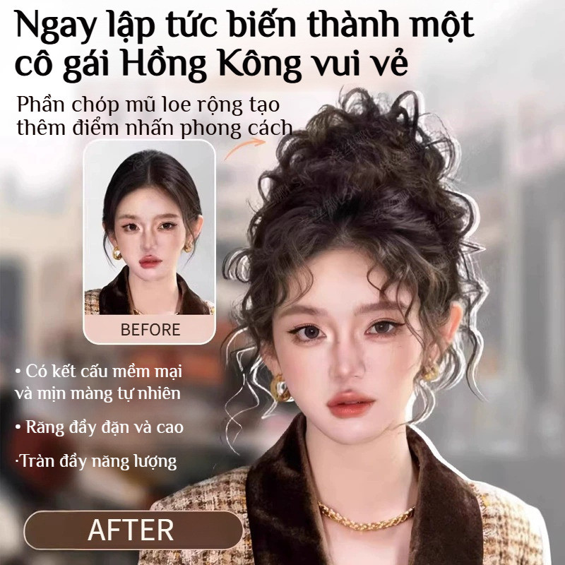 【Độ Đàn Hồi Cao】Tóc Giả Búi Len Xoăn Hoa Thời Trang Nữ / Phụ Kiện Tóc Búi Tổ Chim Tự Nhiên / Kẹp Búi Tóc Giả Co Giãn