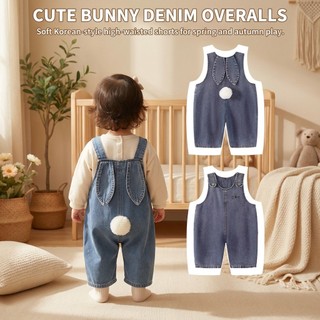 Quần short Denim phong cách Hàn Quốc dành cho trẻ em Thiết kế lưng cao cho bé gái Xuân Thu