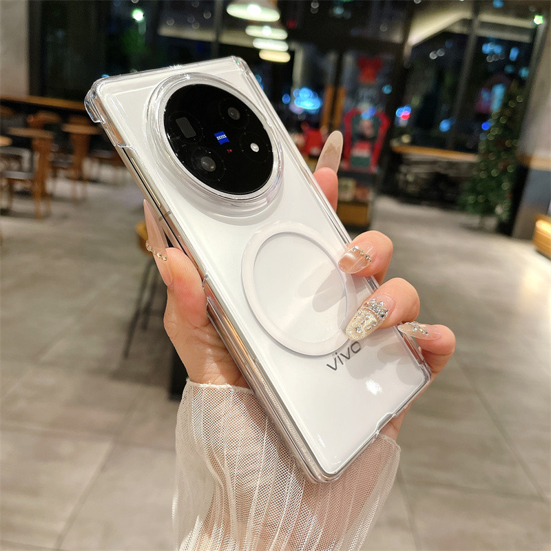 Ốp điện thoại mờ từ tính siêu mỏng cho VIVO X Fold 5 X Fold 3 Pro Bảo vệ bản lề sạc không dây Vỏ trong suốt